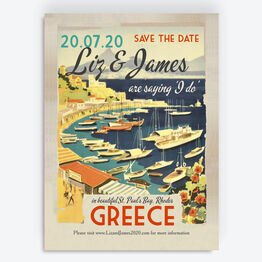 Vintage Greece Postcard Save the Date