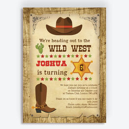 Cowboy Wild West Birthday Party Invitation