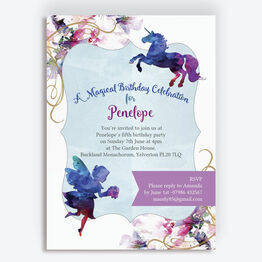 Watercolour Fairies & Unicorns Party Invitation