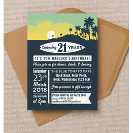 Surf / Hawaiian Themed 21st Birthday Party Invitation