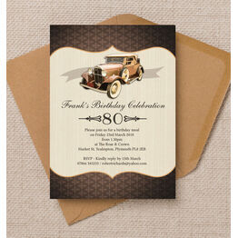 Vintage Car 80th Birthday Party Invitation