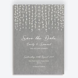 Dove Grey Fairy Lights Save the Date