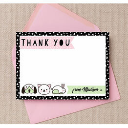 Pet Themed Thank You Card - Pink