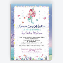 Mermaid Naming Day Invitation