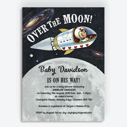 Spaceman 'Over the Moon' Baby Shower Invitation