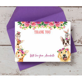 Flower Crown Animals Thank You Card