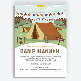 Camping Themed Birthday Party Invitation
