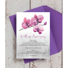 Orchid Flower 40th / Ruby Wedding Anniversary Invitation