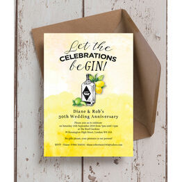 Gin & Tonic Themed 30th / Pearl Wedding Anniversary Invitation