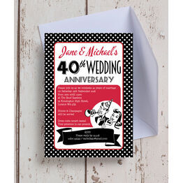 1960s Retro Rockabilly 40th / Ruby Wedding Anniversary Invitation