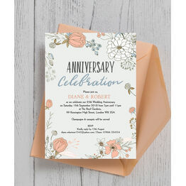 Wild Flowers 25th / Silver Wedding Anniversary Invitation