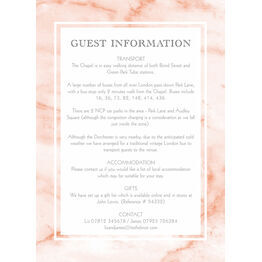 Blush Marble Guest Information Card