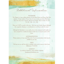 Mint Green & Gold Brush Strokes Guest Information Card