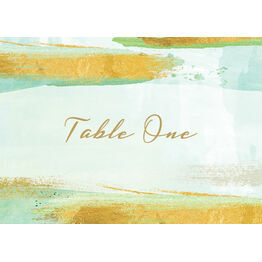 Mint Green & Gold Brush Strokes Table Name