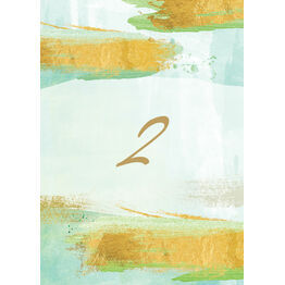 Mint Green & Gold Brush Strokes Table Number