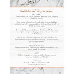 Marble & Copper Guest Information Card