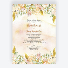 Gold Floral Wedding Invitation