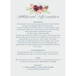 Burgundy Watercolour Floral Guest Information Card