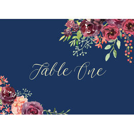 Navy & Burgundy Floral Table Name