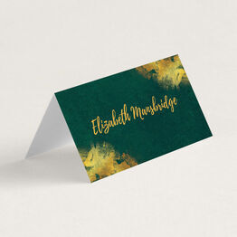 Emerald & Gold Folded Wedding Place Cards