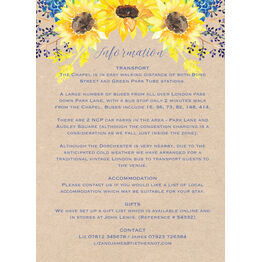 Rustic Sunflower Guest Information Card