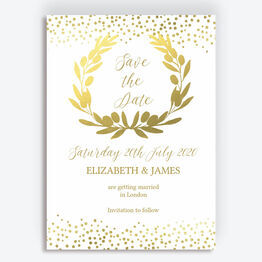Golden Olive Wreath Wedding Save the Date