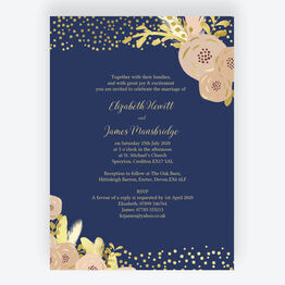 Navy, Blush & Gold Wedding Invitation
