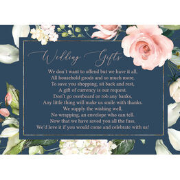 Navy, Blush & Rose Gold Floral Gift Wish Card