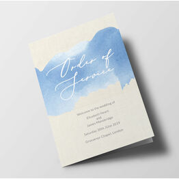 Pastel Blue Watercolour Wedding Order of Service Booklet