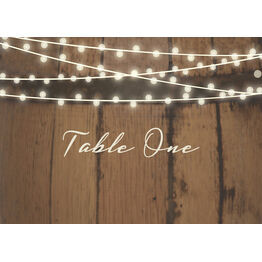 Rustic Barrel & Fairy Lights Table Name