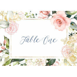 White, Blush & Rose Gold Floral Table Name