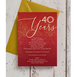 Ruby Red 40th / Ruby Wedding Anniversary Invitation