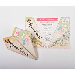 Pastel Paper Airplane Baby Shower Invitation