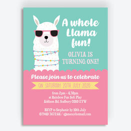 'Whole Llama Fun' Birthday Party Invitation