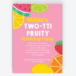 Pink Tutti Frutti Birthday Party Invitation