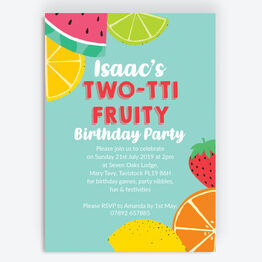 Aqua Tutti Frutti Birthday Party Invitation