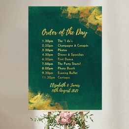 Emerald & Gold Wedding Order of the Day Sign