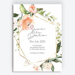 Blush & Gold Geometric Floral Save the Date