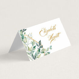 Gold & Greenery Geometric Place Cards