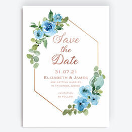 Blue & Copper Floral Save the Date