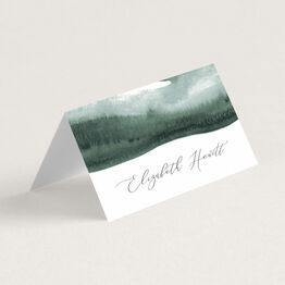 Forest Green Watercolour Place Card