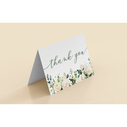 White & Green Floral Folded Thank You Cards