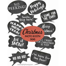 Christmas Holiday Chalkboard Speech Bubble Slogans - Printable Photo Booth Props