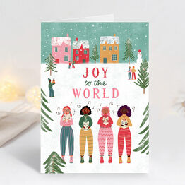 Pack of 10 'Joy to the world' Christmas Carol Singers Cards