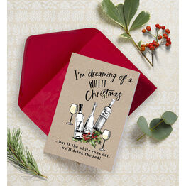 Pack of 10 White Wine Themed Christmas Cards with Envelopes