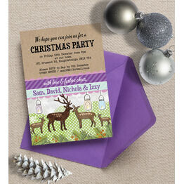 Personalised 'Woodland Deer' Christmas Party Invitations