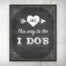 This Way to the I do's' Vintage Chalkboard Personalised Wedding Print