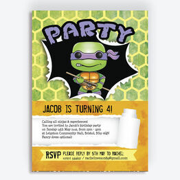 Turtle Superhero Birthday Party Invitation