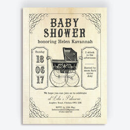 Vintage Pram Baby Shower Invitation