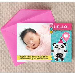 Panda Bear Photo Birth Announcement Card